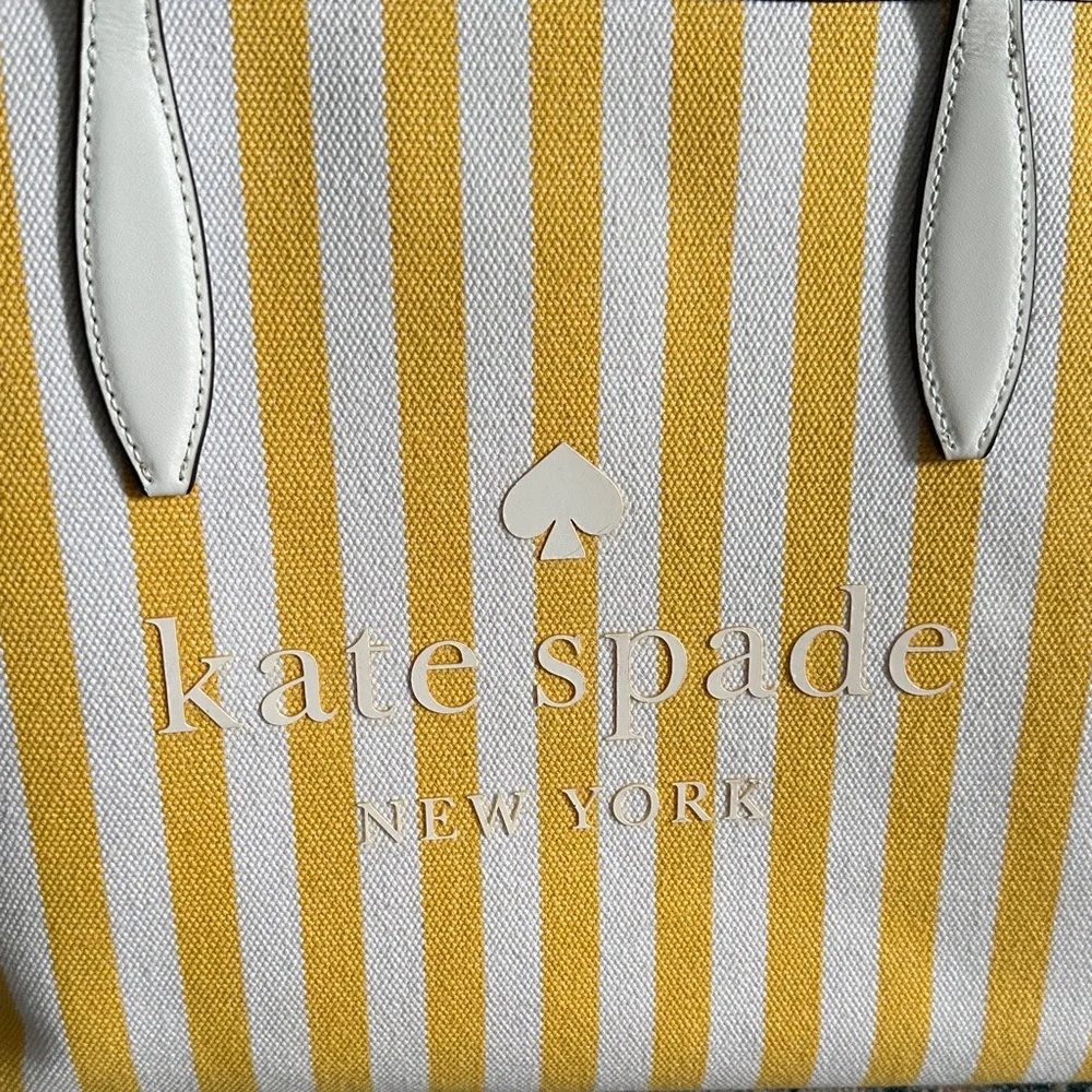 Kate Spade Street Tote ✨ Yellow & White Summer Stripes - Picture 2 of 9